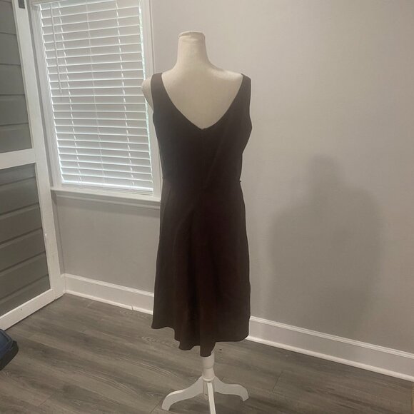Chocolate Brown Fit & Flare Linen Dress - Picture 11 of 13
